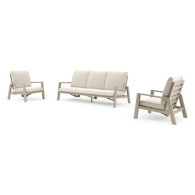 Cirello loungeset in beige aluminium met althea off white all weather cosytica kussen