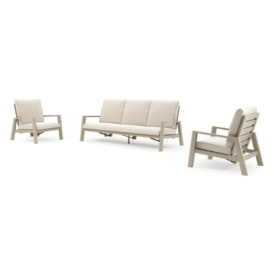 Salon de jardin Cirello en aluminium beige et coussins en all weather cosytica althea off white