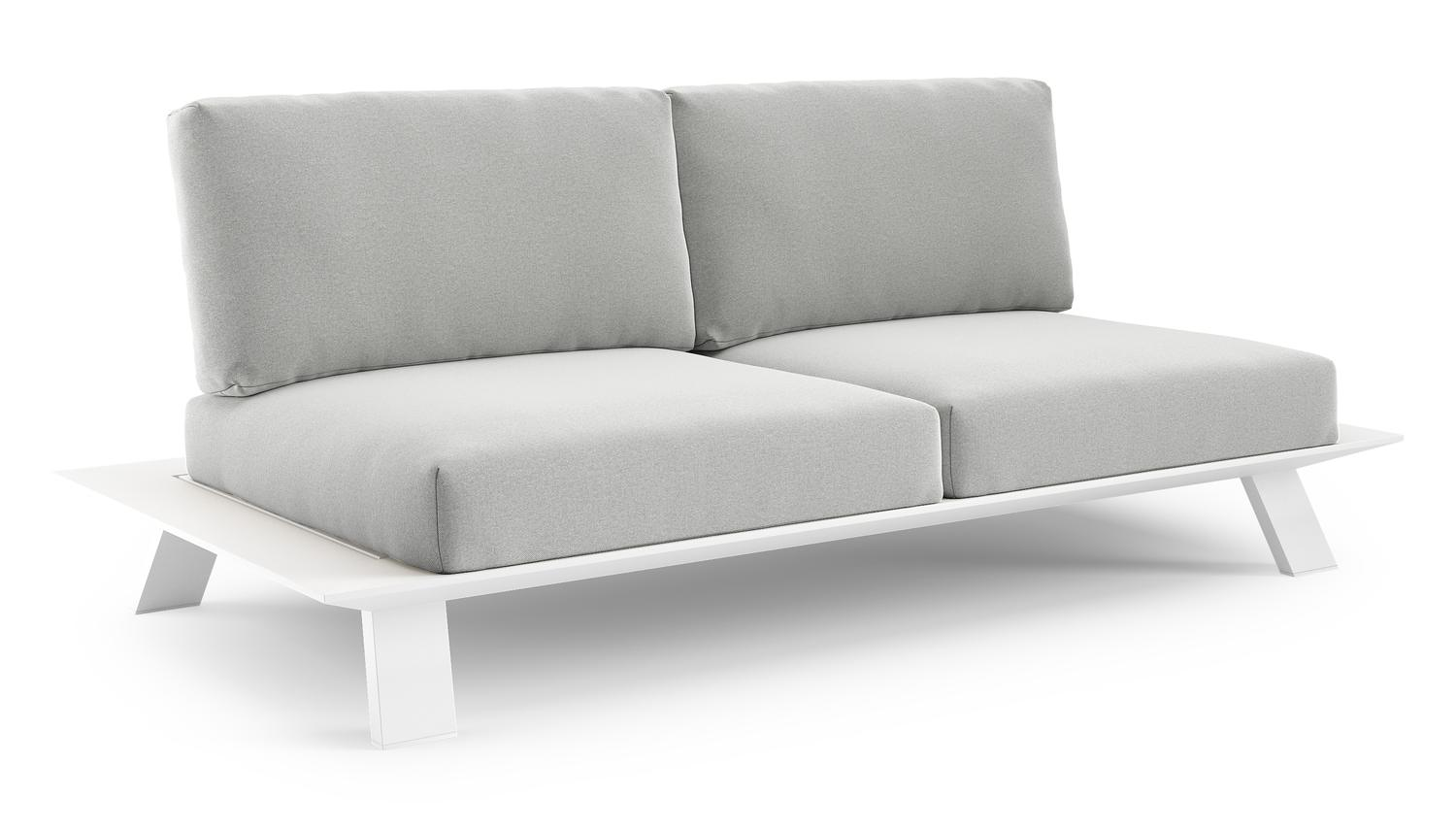 Cesano loungebank in wit aluminium met natte grey chine all weather Sunbrella® luxe kussen