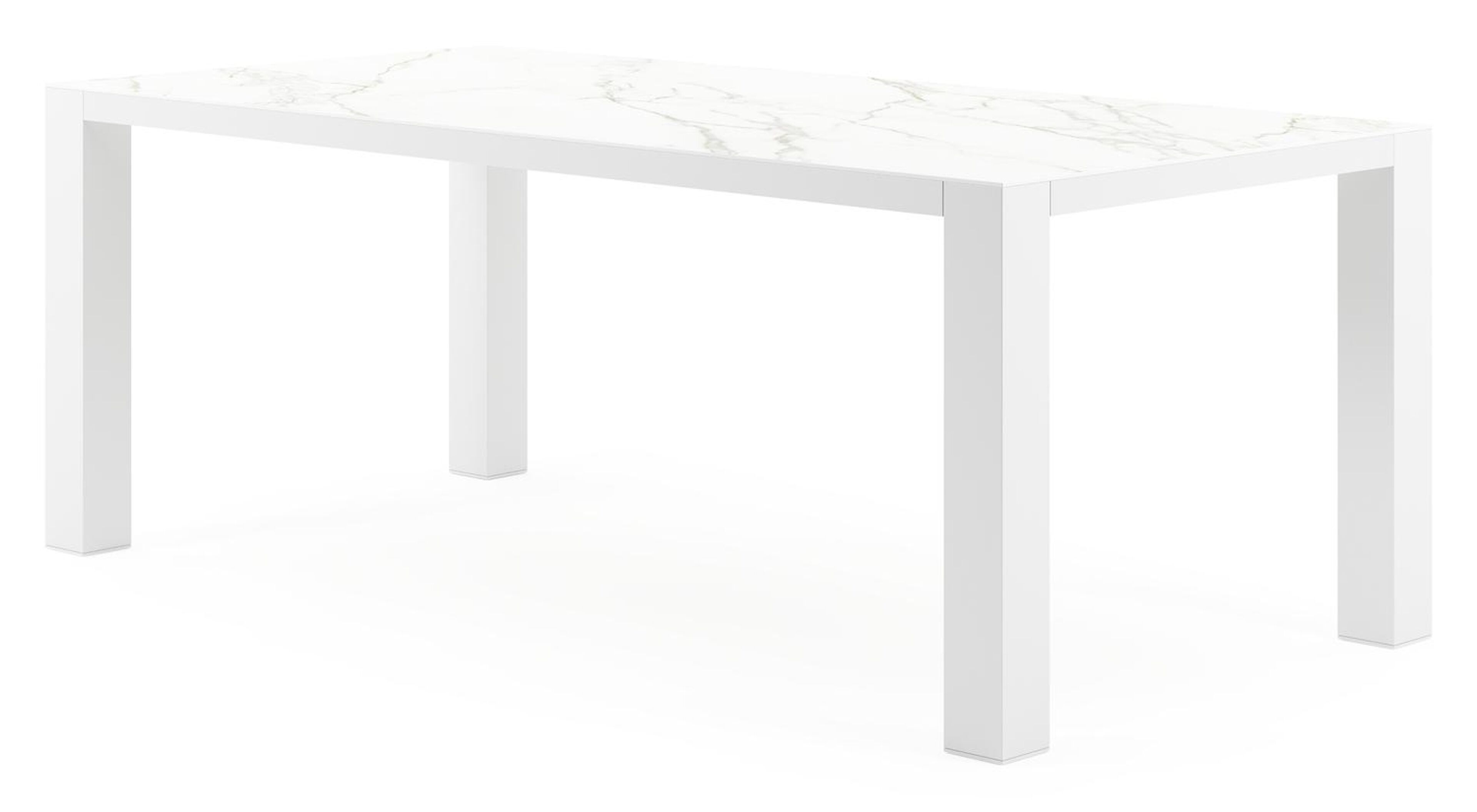 Nano tuintafel rechthoekig in wit aluminium en volkeramiek calacatta - L 200 x B 100 x H 75 cm