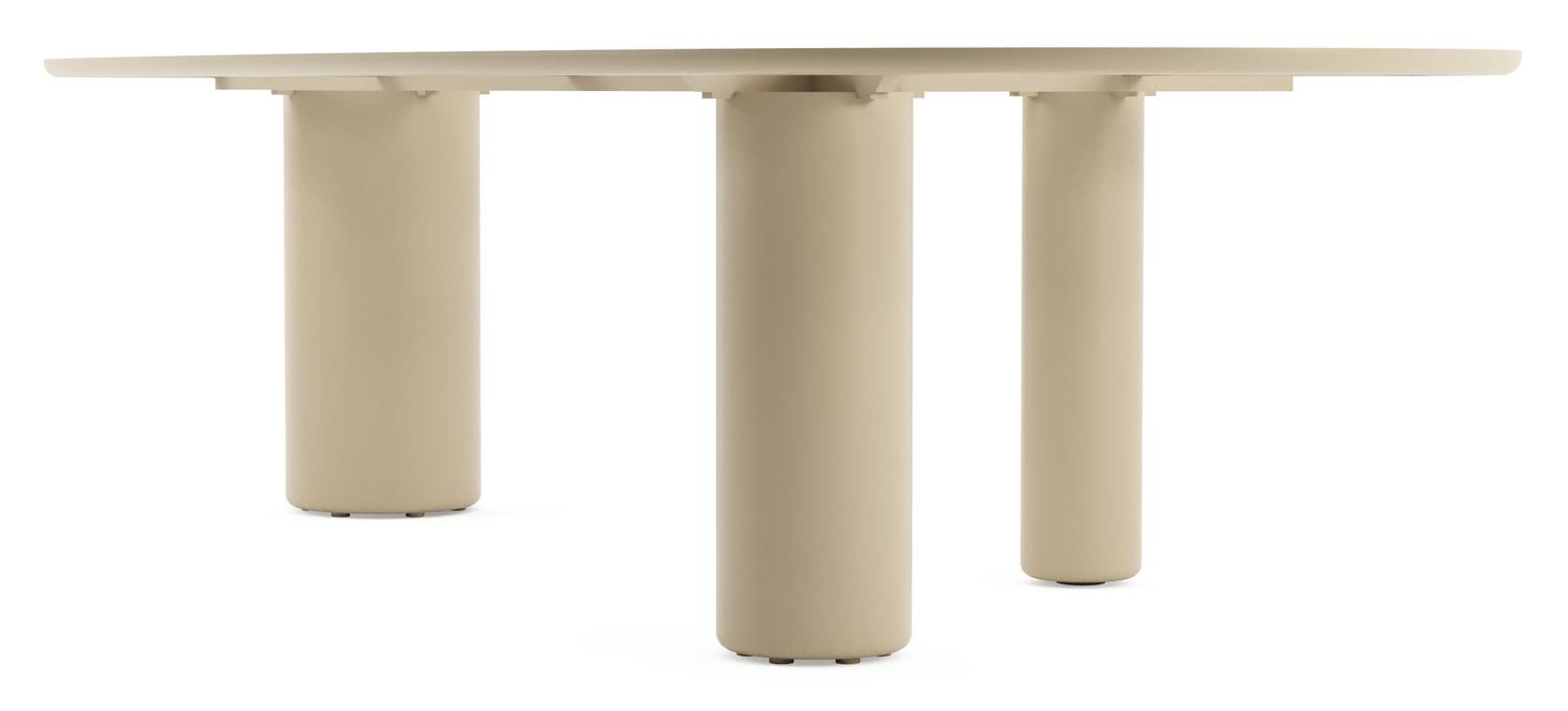 Table de jardin Amico mangue en aluminium beige et céramique pleine Shilin - Lg. 320 x Lrg. 140 x Haut. 73.5 cm