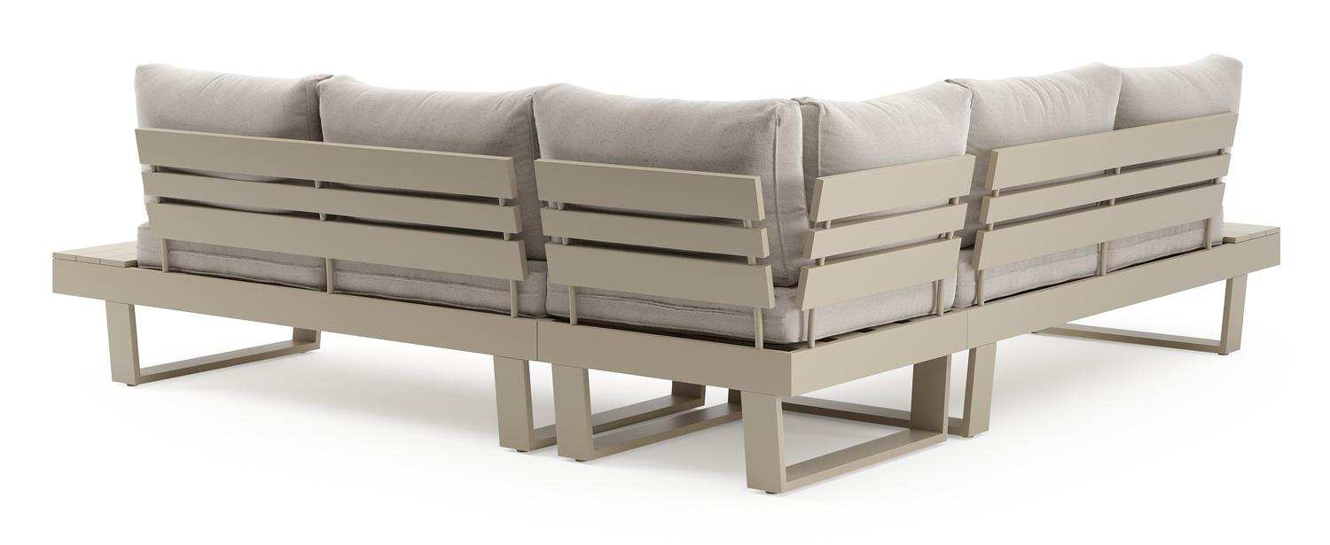 Salon de jardin d'angle Alora en aluminium beige et coussins en weather+ softtouch beige