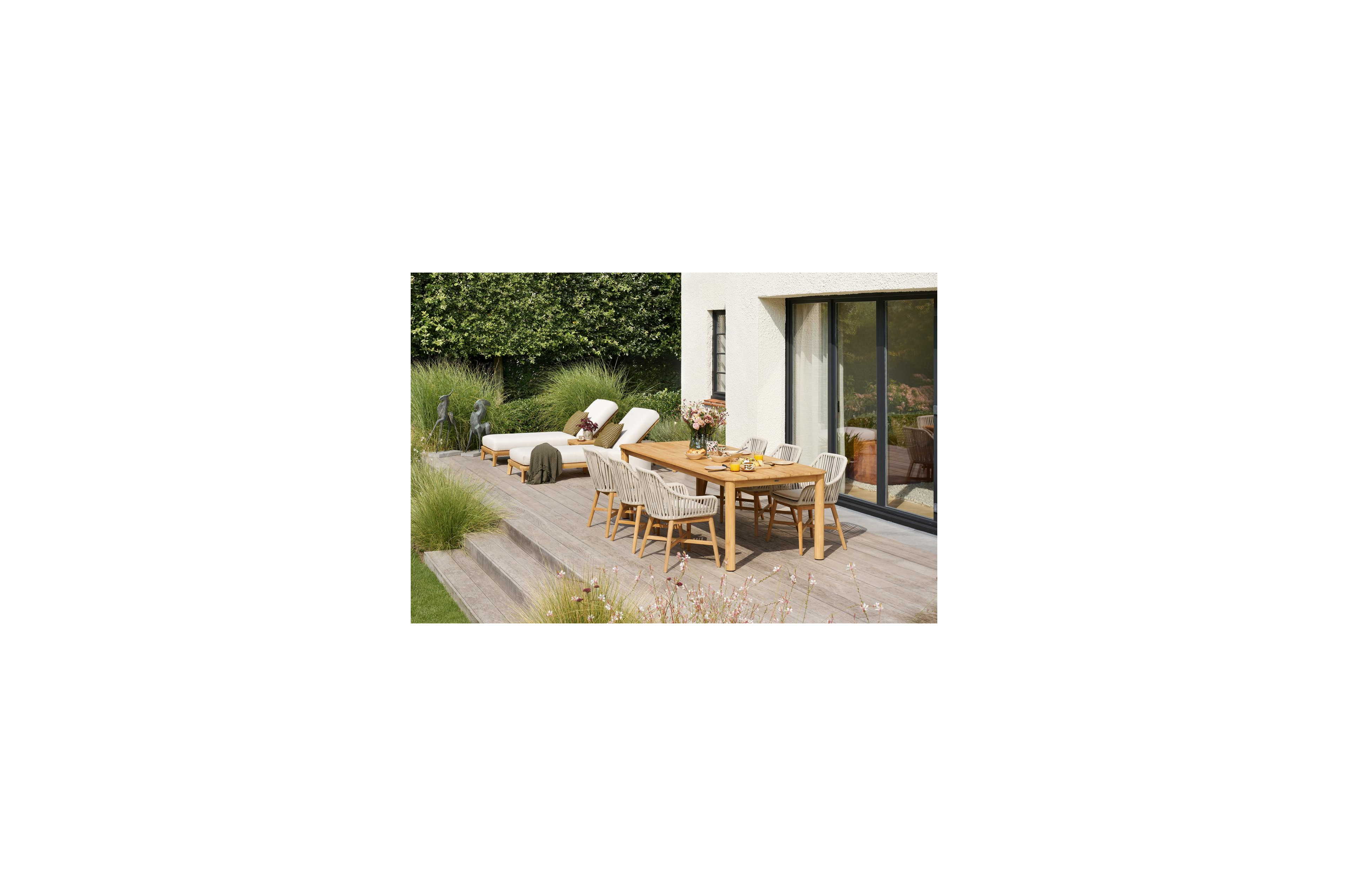 Orso tuintafel rechthoekig afgerond in teak - L 240 x B 100 x H 75 cm