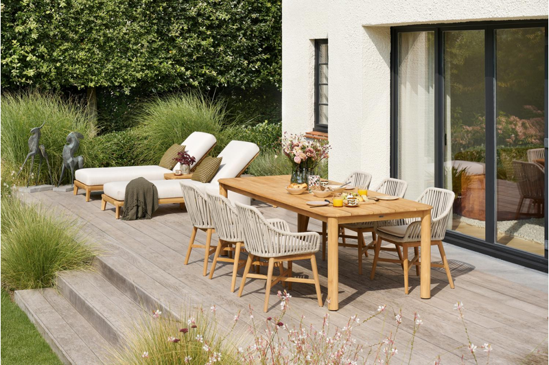 Orso tuintafel rechthoekig afgerond in teak - L 240 x B 100 x H 75 cm