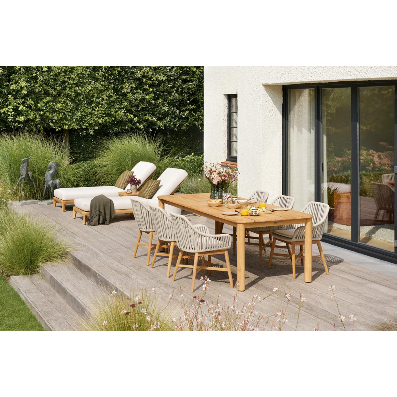 Orso tuintafel rechthoekig afgerond in teak - L 240 x B 100 x H 75 cm