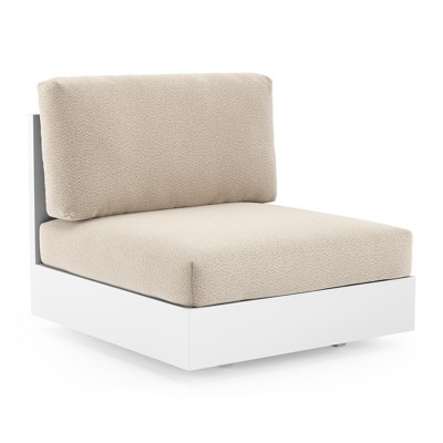 Fauteuil de jardin Como en aluminium blanc et coussins en all weather sunbrella® luxe lopi sand