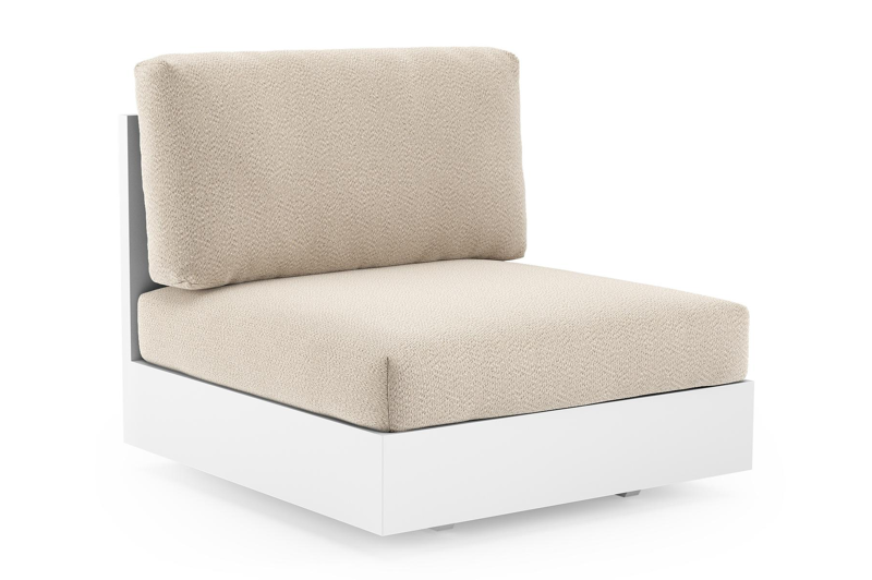 Fauteuil de jardin Como en aluminium blanc et coussins en all weather sunbrella® luxe lopi sand
