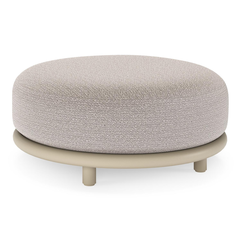 Lomano poef in beige aluminium en beige verticaal geweven luxe vlakke rope met Wander Granite all weather sunbrellaÂ® luxe