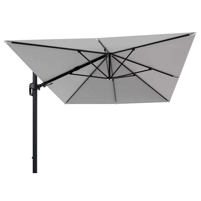Parasol pendant Rufina avec fonction tilt en aluminium noir et toile de parasol en All Weather Solica Ego Birch  - Lg.1 400 x Lg.2 300 cm (sans pied de parasol