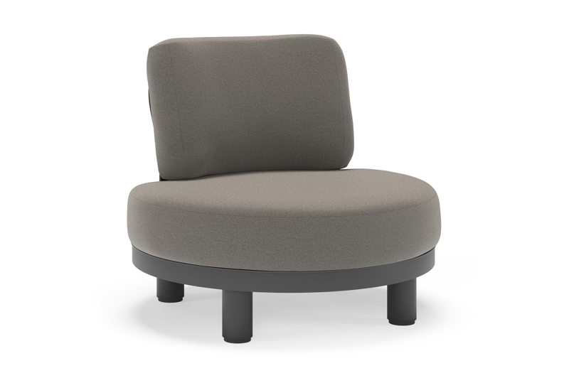 Fauteuil de jardin Donato en aluminium noir et coussins en all weather sunbrella® luxe Natte Dark Taupe