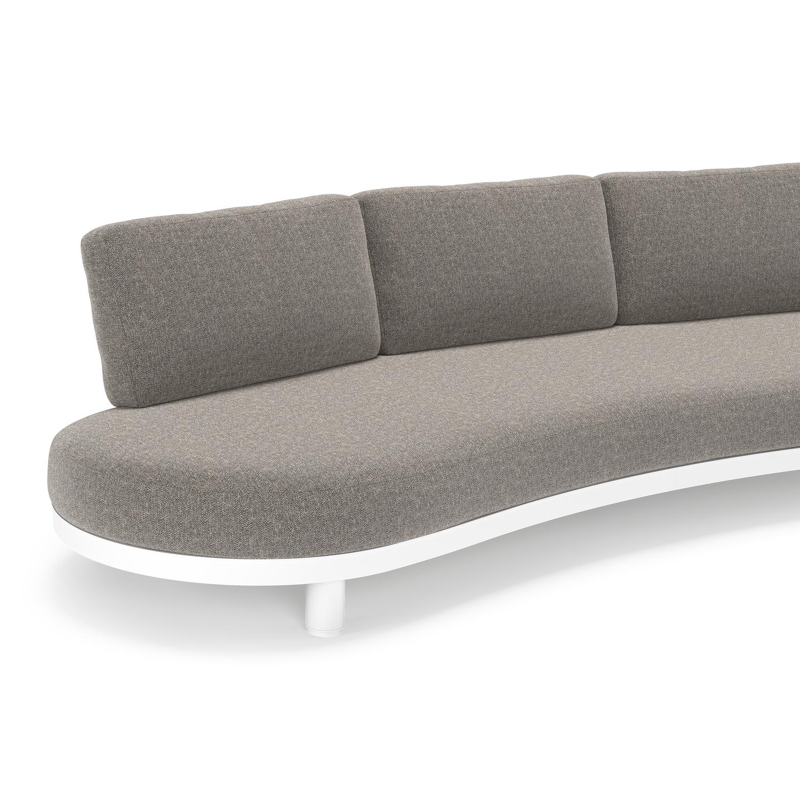 Canapé de jardin Donato en aluminium blanc et coussins en all weather sunbrella® luxe Chartres Drizzle