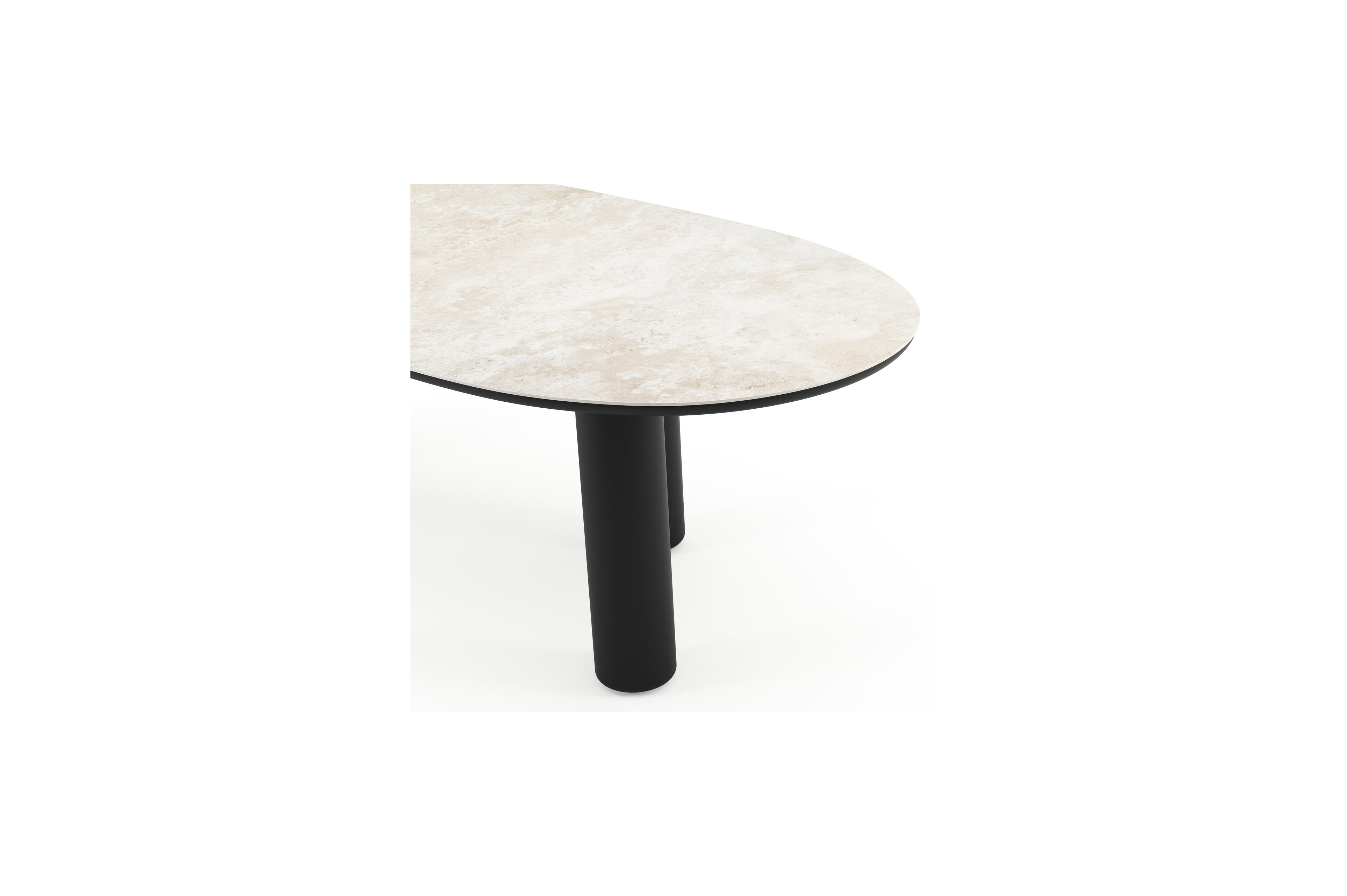 Amico tuintafel organisch in zwart aluminium en volkeramiek Rapolano - L 240 x B 110 x H 73.5 cm