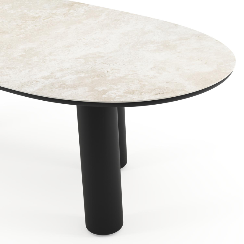 Table de jardin Amico organique en aluminium noir et céramique pleine Rapolano - Lg. 240 x Lrg. 110 x Haut. 73.5 cm