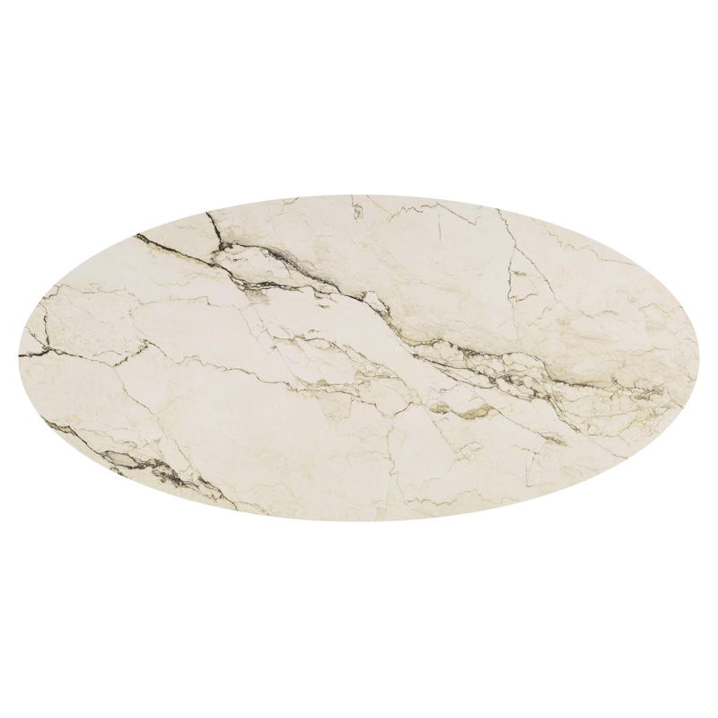 Table de jardin Amico oval en aluminium beige et céramique pleine Colorado Dunes - Lg. 260 x Lrg. 125 x Haut. 73.5 cm