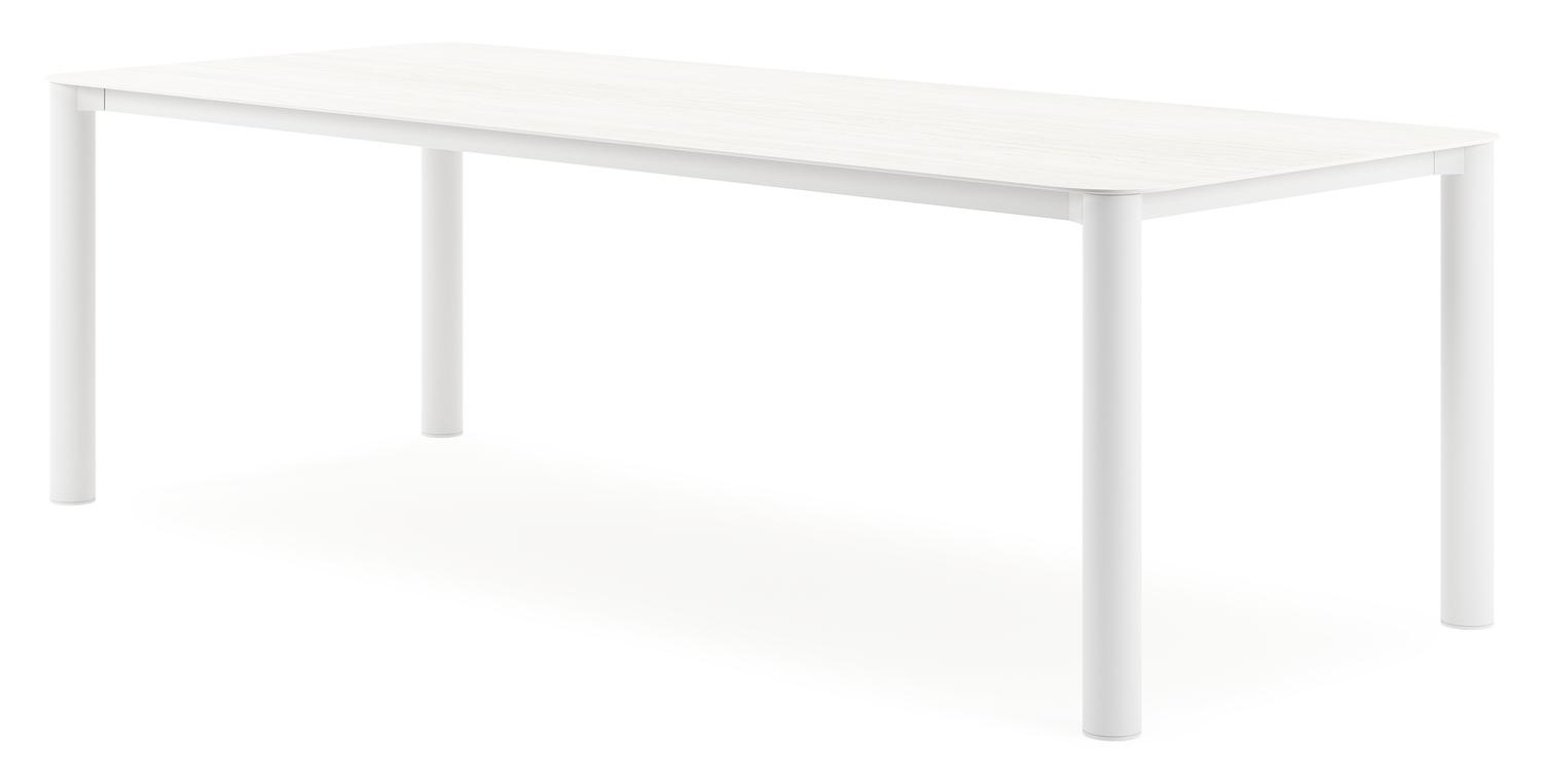 Orso tuintafel rechthoekig afgerond in wit aluminium en volkeramiek calista - L 240 x B 100 x H 73.5 cm