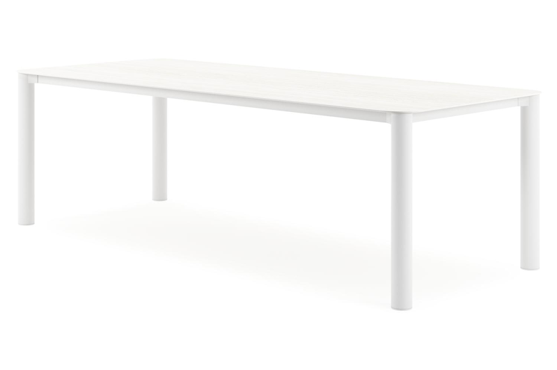 Orso tuintafel rechthoekig afgerond in wit aluminium en volkeramiek calista - L 240 x B 100 x H 73.5 cm