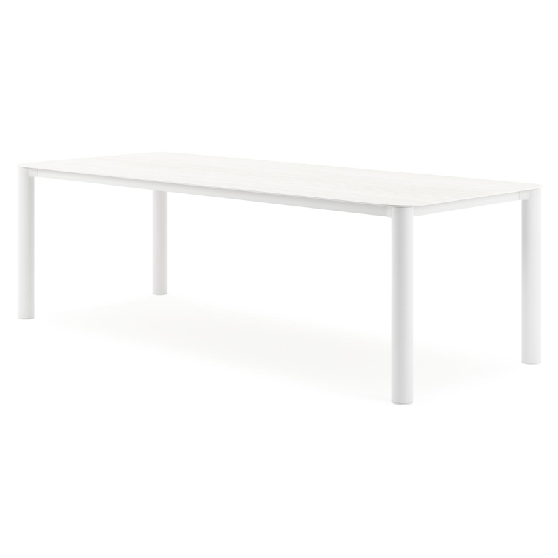 Orso tuintafel rechthoekig afgerond in wit aluminium en volkeramiek calista - L 240 x B 100 x H 73.5 cm