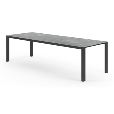 Trente tuinset in zwart aluminium en grijs keramisch glas tafelblad met 8 Artena tuinstoelen