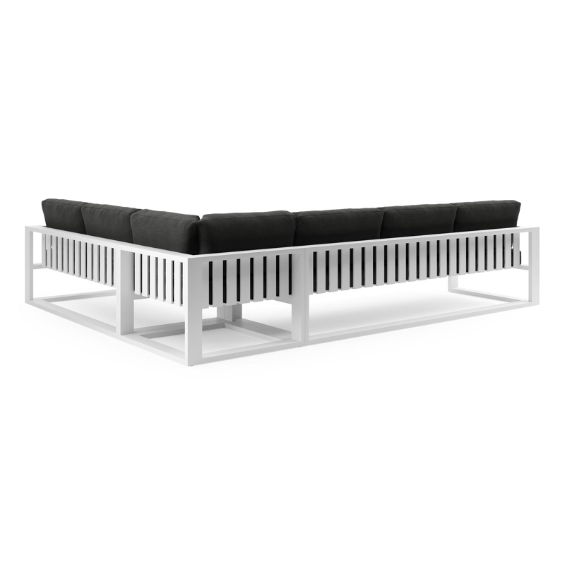 Verato loungehoek in wit aluminium met chartres sooty all weather sunbrella® luxe kussen