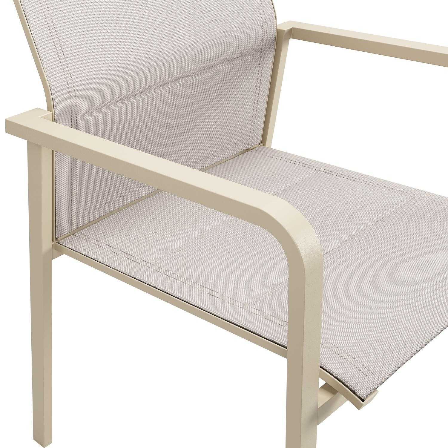Chaise de jardin empilable Como en aluminium beige et textilène double beige 