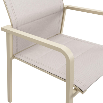 Como stapelbare tuinstoel in beige aluminium en beige dubbele comfort textilene