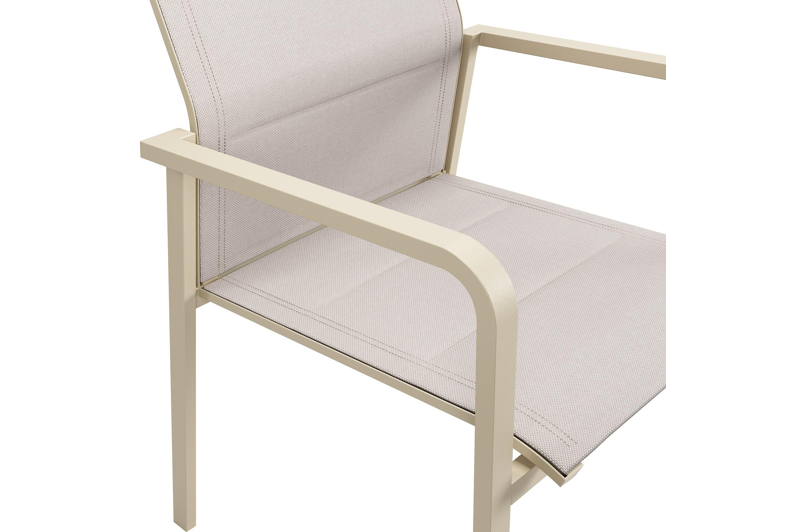 Como stapelbare tuinstoel in beige aluminium en beige dubbele comfort textilene
