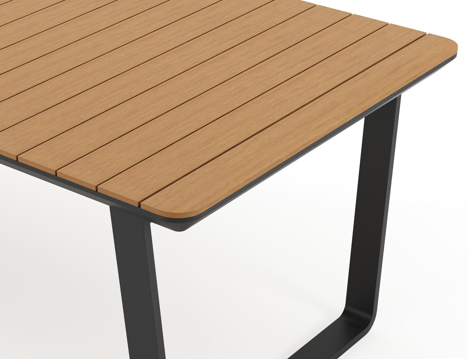 Ensemble de jardin Alora en aluminium noir et polywood avec 6 chaises de jardin empilable Guarda