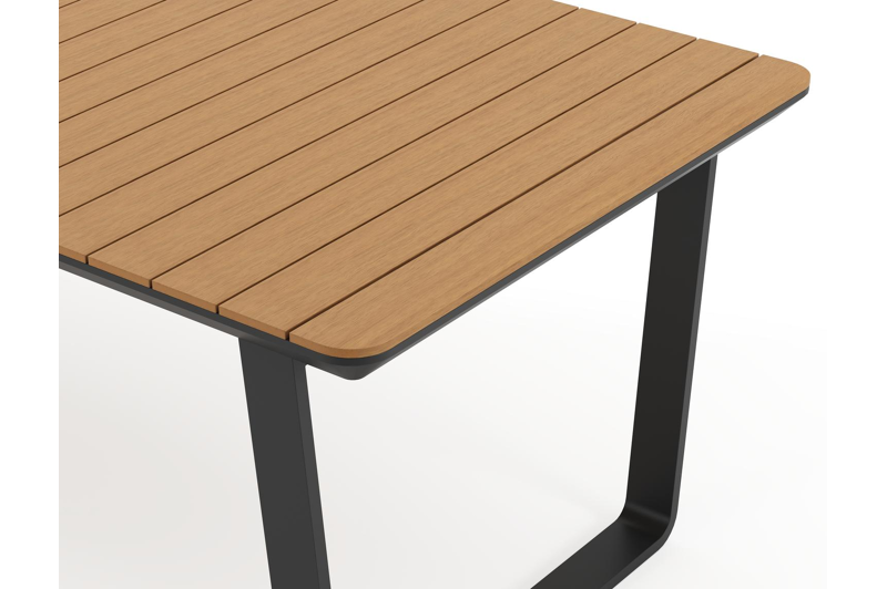 Alora tuintafel in zwart aluminium en polywood - L 220 x B 100 x H 74 cm