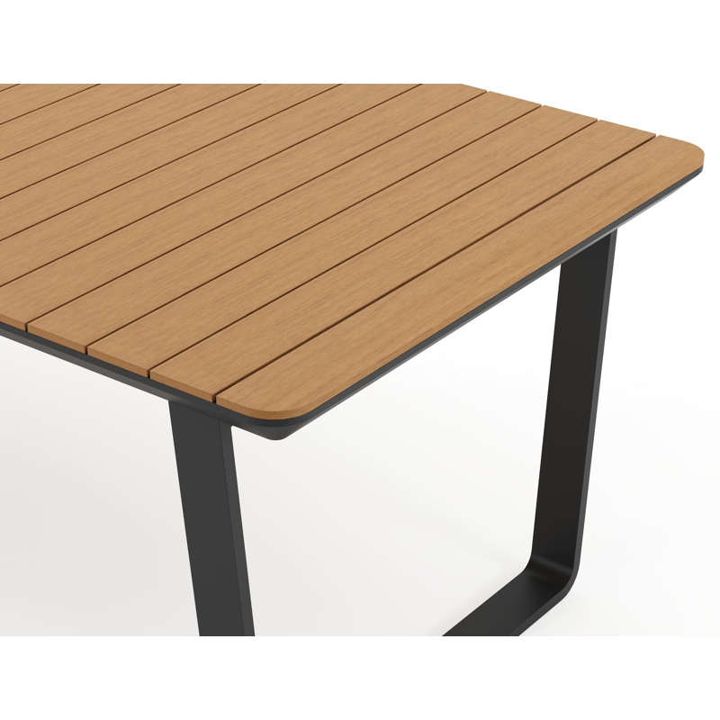 Alora tuintafel in zwart aluminium en polywood - L 220 x B 100 x H 74 cm