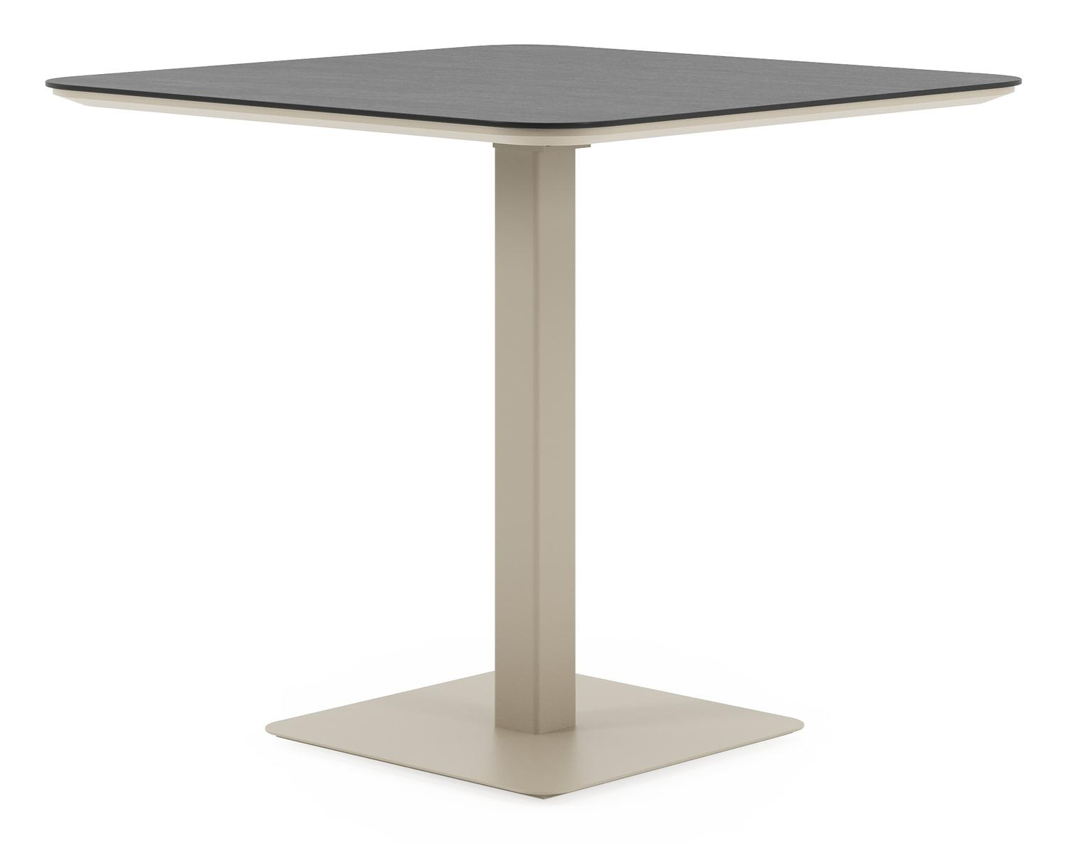Table de jardin inclinable Fano carré arrondi en aluminium beige et céramique pleine Basalt Black - Lg. 80 x Lrg. 80 x Haut. 72.5 cm