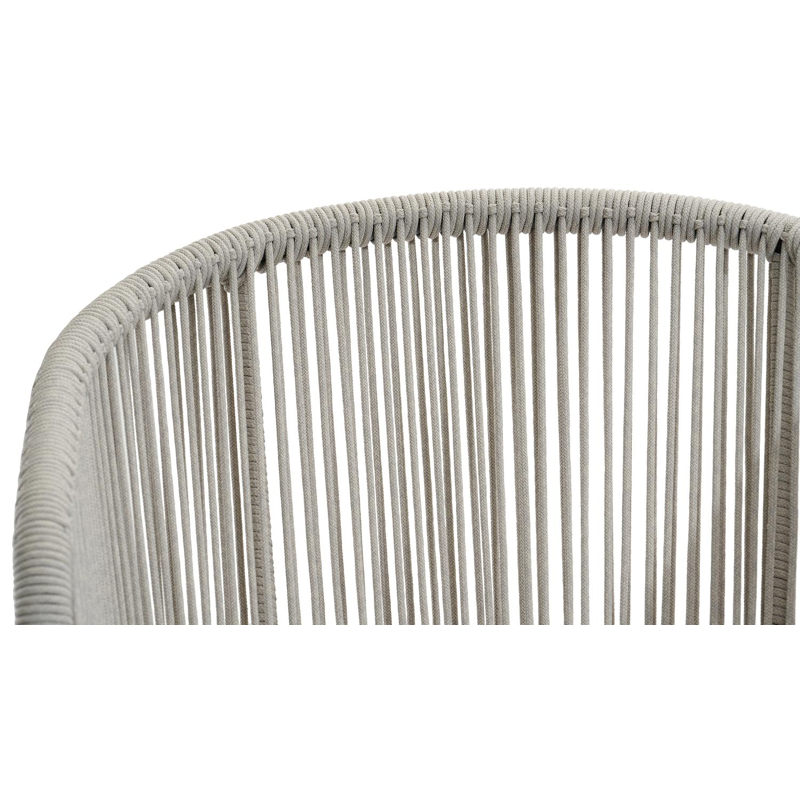 Lacrima tuinstoel in zwart aluminium en beige verticaal geweven ronde rope 