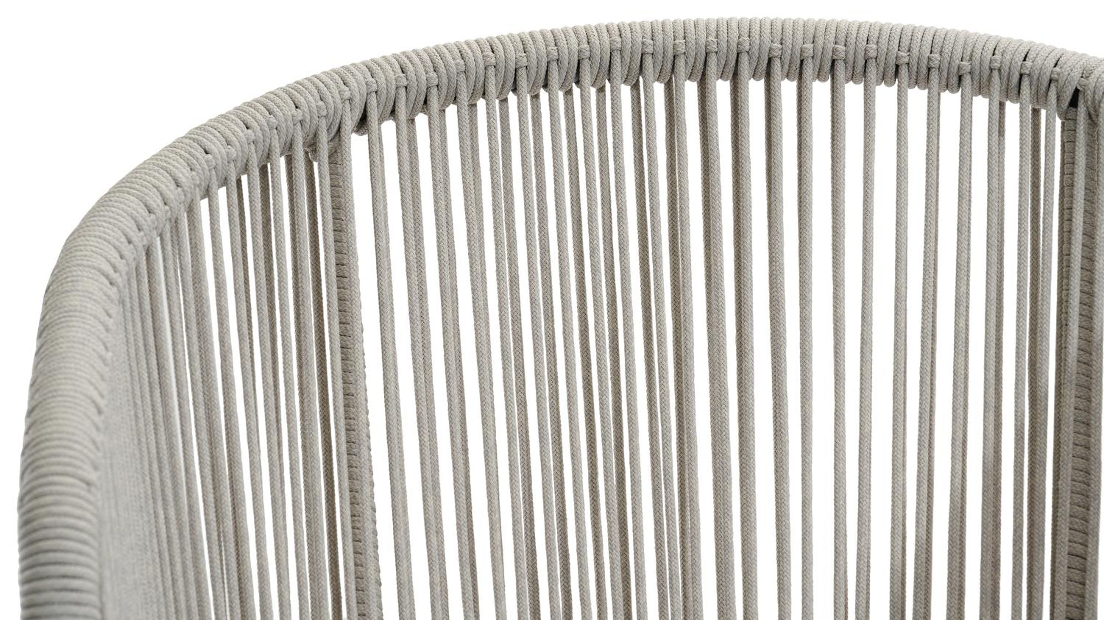 Lacrima tuinstoel in zwart aluminium en beige verticaal geweven ronde rope 