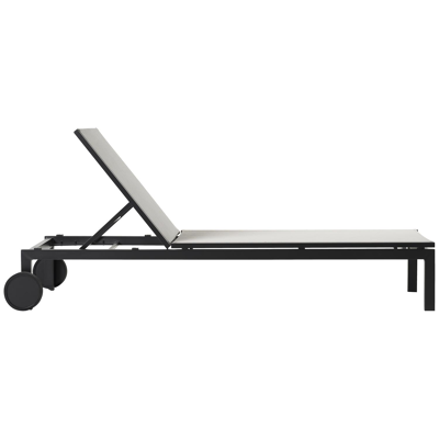 Caravelle verstelbaar ligbed in zwart aluminium met grijs textilene