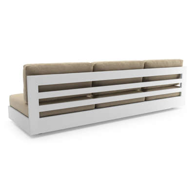 Canapé de jardin Como en aluminium blanc et coussins en all weather cosytica althea camel