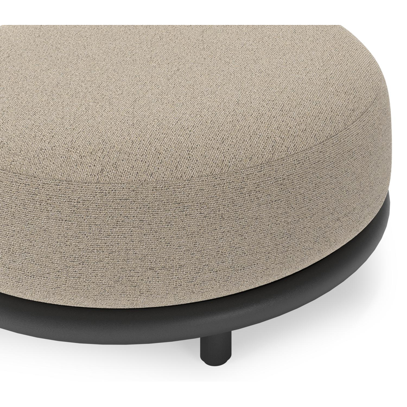Pouf Lomano en aluminium noir et corde luxe plate tissÃ©e verticalement beige et coussins en all weather cosytica Marbella Beige