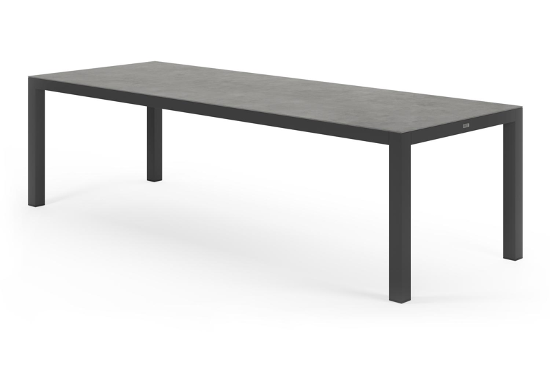 Varese tuintafel rechthoekig in zwart aluminium en volkeramiek grijs - L 270 x B 100 x H 73 cm