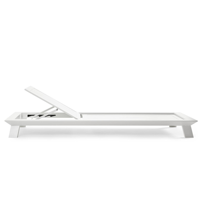 Chaise longue réglable Cesano en aluminium blanc avec Sunbrella® Premium natte charcoal chine coussin