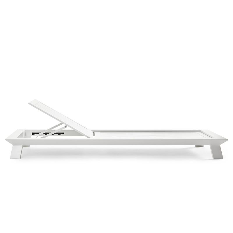 Cesano verstelbaar ligbed in wit aluminium met lopi marble all weather sunbrella® luxe kussens
