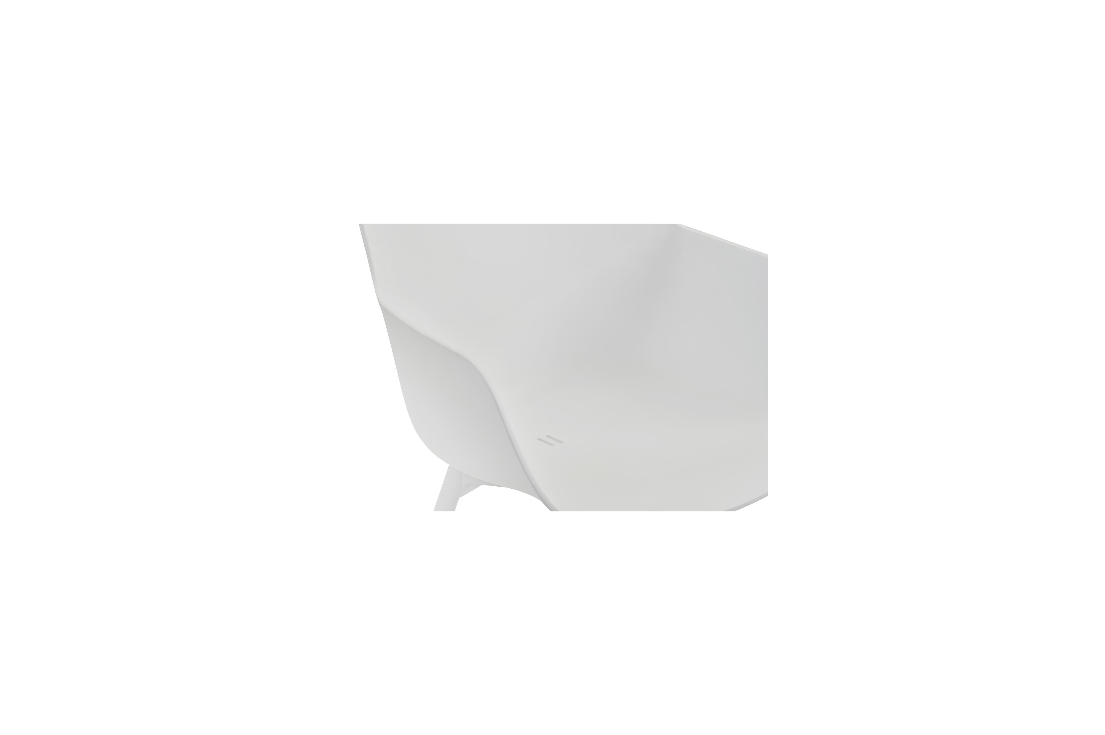 Tora tuinset in wit aluminium en naturel polywood tafelblad met 4 Paco tuinstoelen