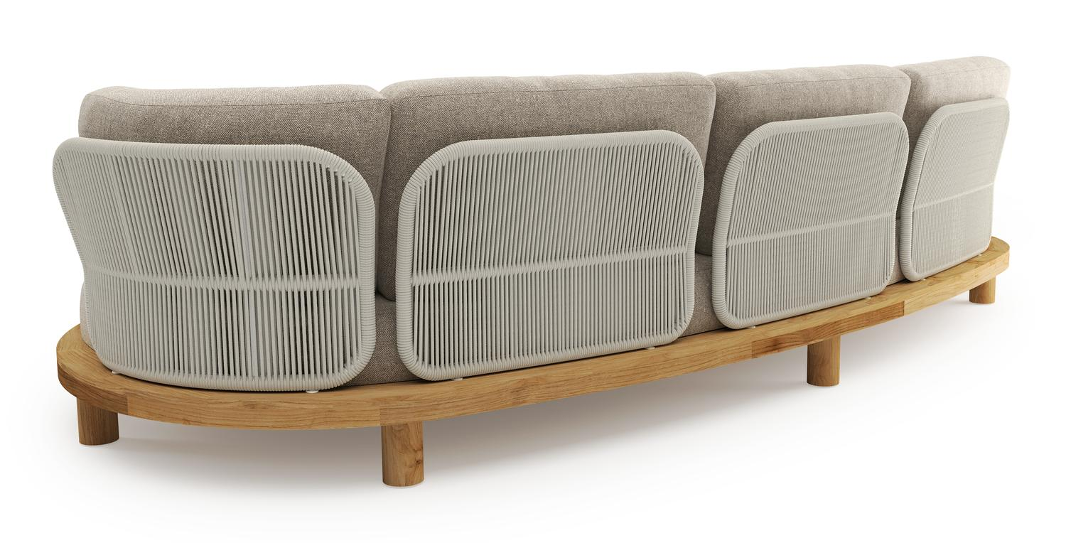 Donato loungebank in teak met chartres pewter all weather sunbrella® luxe kussen