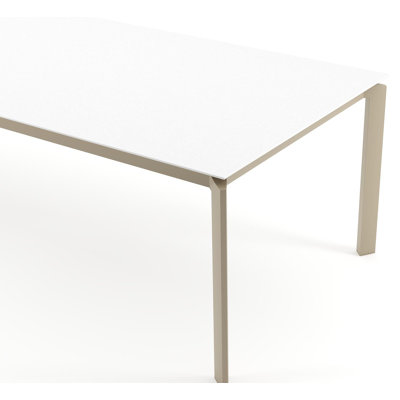 Cirello tuintafel rechthoekig in beige aluminium en volkeramiek Arctic White - L 280 x B 110 x H 74.5 cm