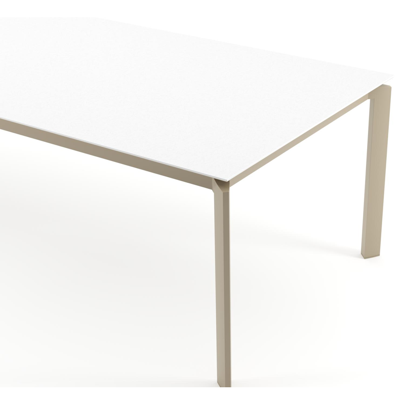 Cirello tuintafel rechthoekig in beige aluminium en volkeramiek Arctic White - L 280 x B 110 x H 74.5 cm