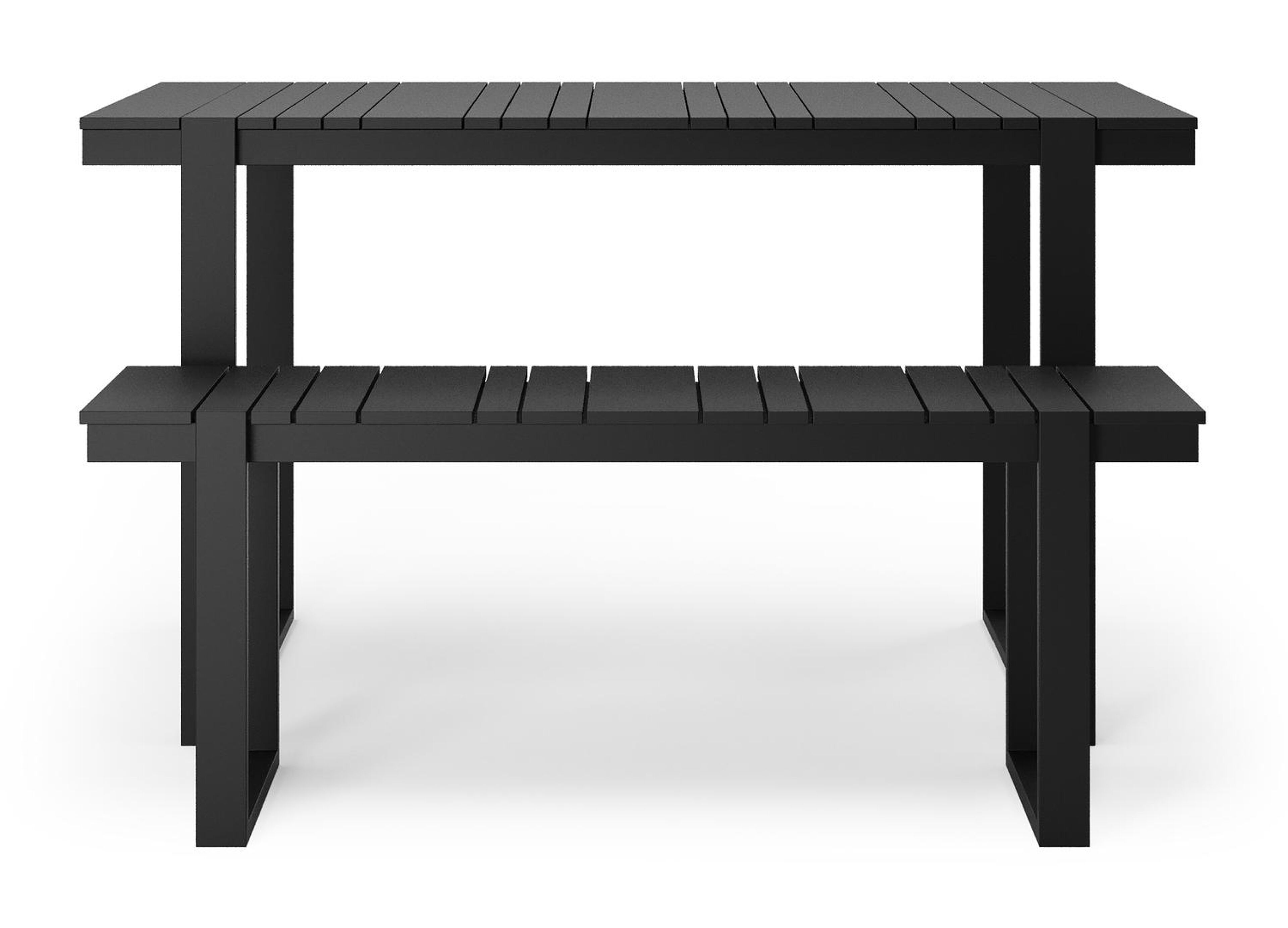 Table basse et banc Merida en noir aluminium et noir - Lg. 123 x Lrg. 70 x Haut. 70 cm