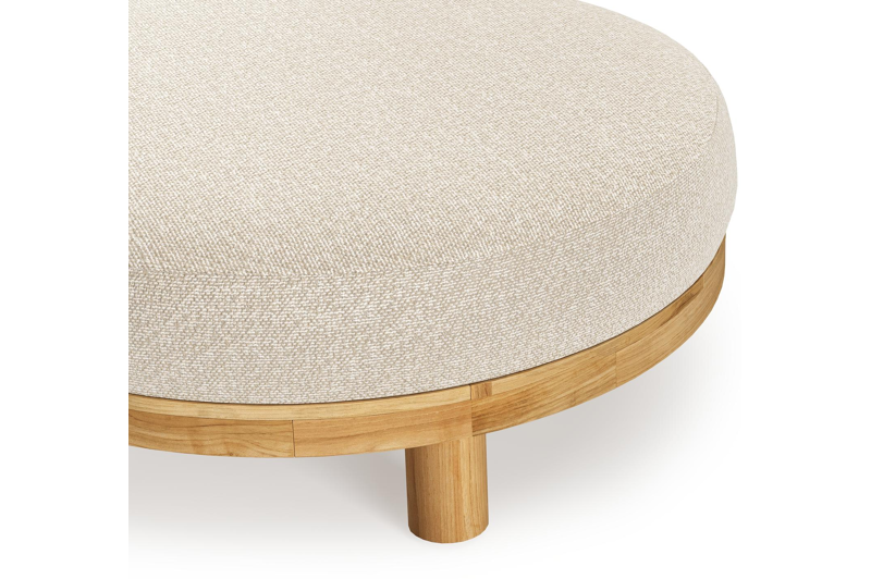 Pouf Donato en teck avec coussin en all weather cosytica marbella ecru