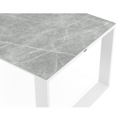 Verato tuintafel in wit aluminium en volkeramiek zaha stone - L 200 x B 100 x H 76 cm
