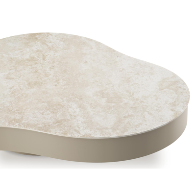 Lomano loungetafel cloud in beige aluminium en volkeramiek Rapolano - L 131 x B 108 x H 25 cm