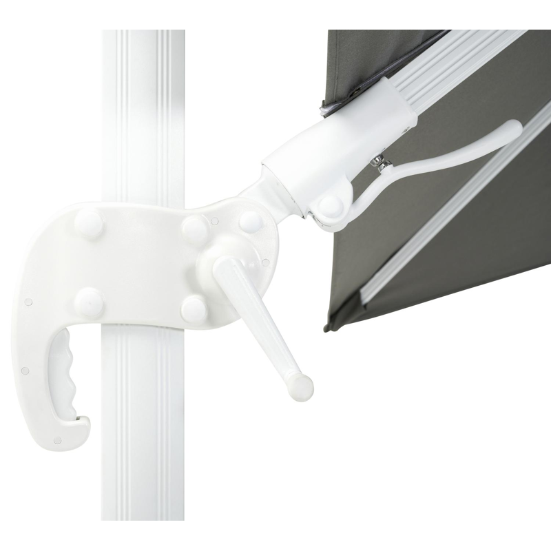 Avola zweefparasol met tiltfunctie in wit aluminium met grijs weather+ softtouch parasoldoek - L1 200 x L2 300 cm (zonder voet)