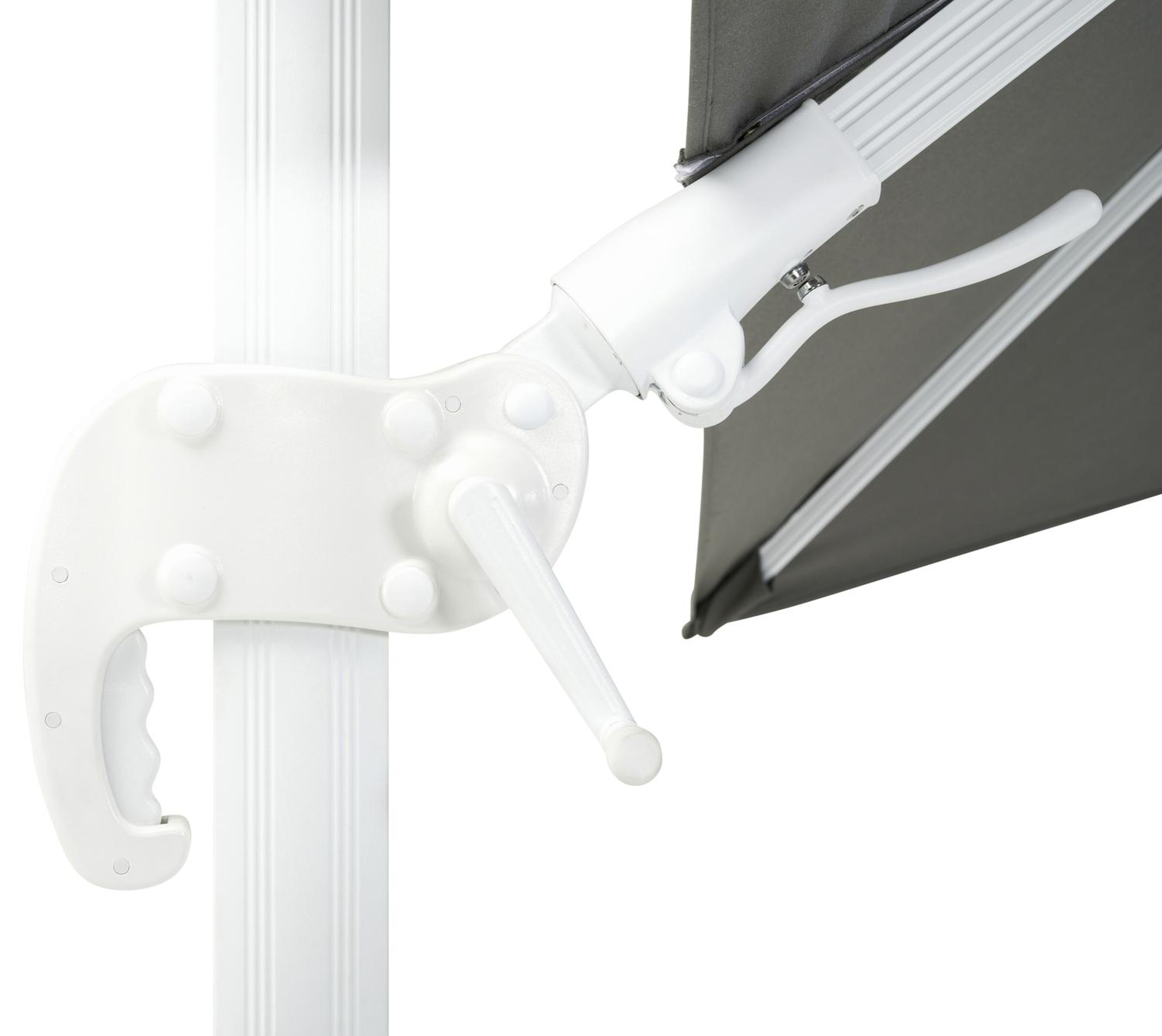 Parasol pendant Avola avec fonction tilt en aluminium blanc avec toile de parasol en weather+ softtouch gris - Larg1 200 x Larg2 300 cm (sans pied de parasol)