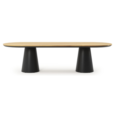 Donato tuintafel in zwart aluminium en teak - L 300 x B 110 x H 75,5 cm