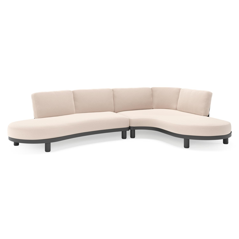 Donato loungehoek in zwart aluminium met all weather sunbrella® luxe Wander Pilat kussen